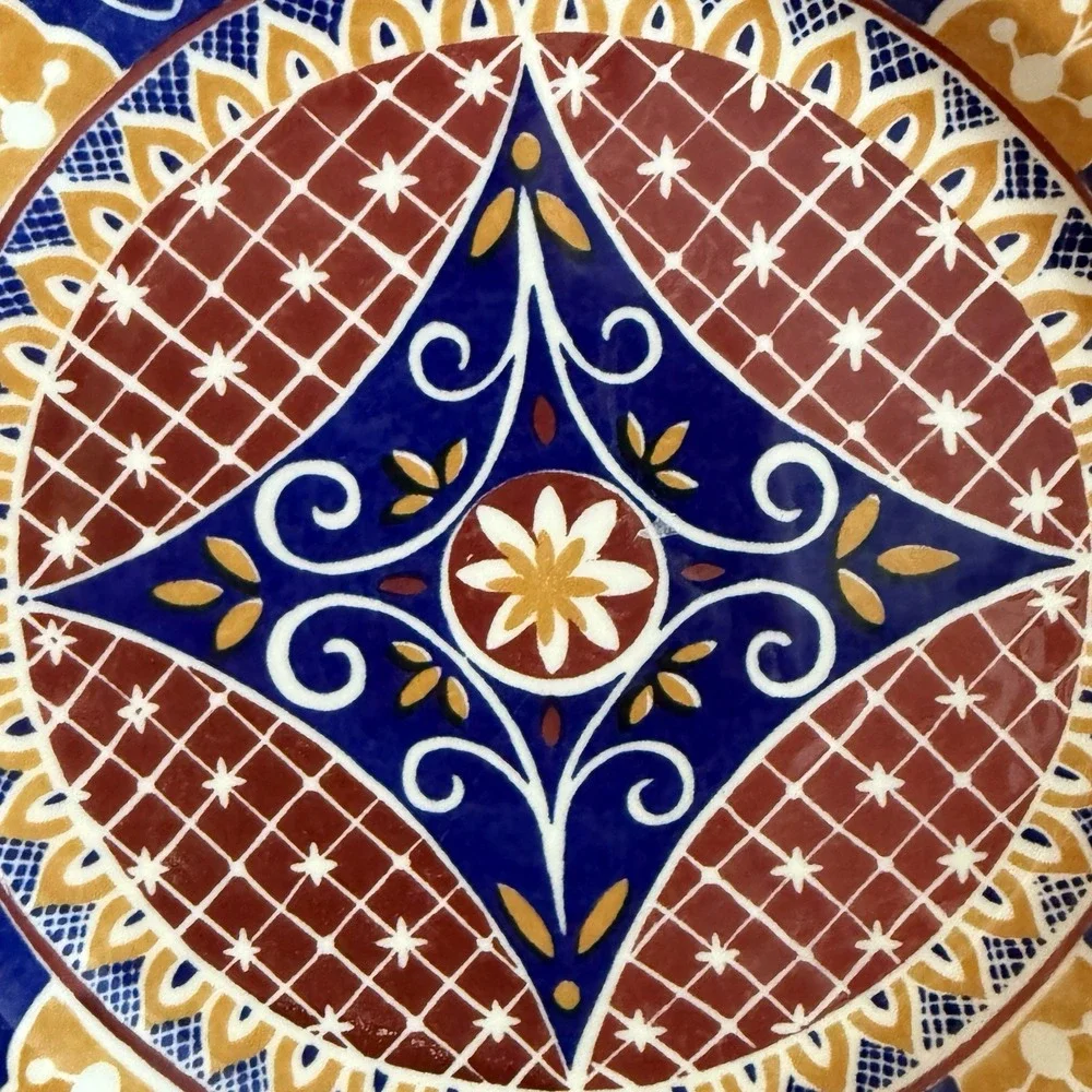 Pier 1 Vizcaya Dinner Plates Set 2 Earthenware Italy 90s Mosaic Tuscan